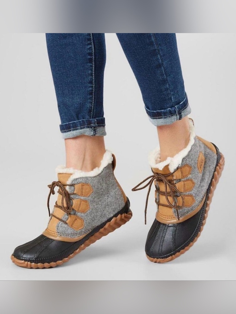 Sorel Out N About Plus Fleece Quarry Waterproof Duck Ankle Boots Size 7.5